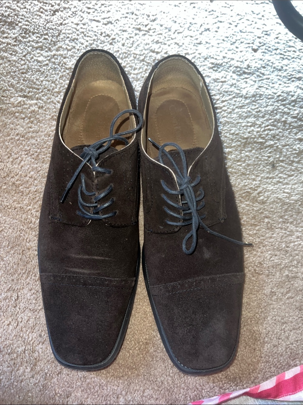 Calvin Klein Dark Brown Suede Lace-Up Oxfords